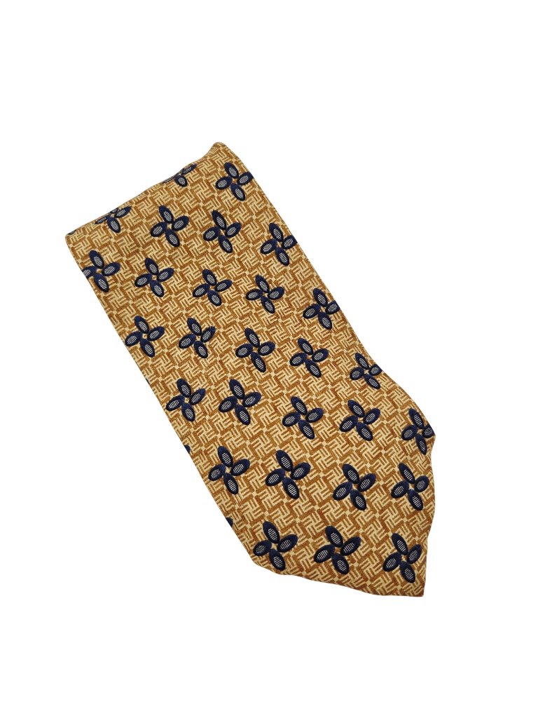 Xmi Nordstrom 325 Series Mens Tie Floral Geometric Silk Usa Tan Blue Business